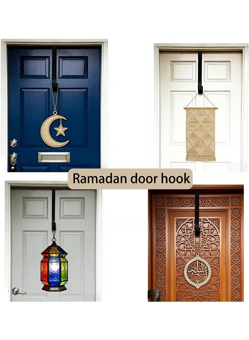 ALMiHomi Adjustable Wreath Hanger for Door – 15-25 Inch Extendable Heavy Duty Metal Over Door Hook, Strong Load Bearing, Scratch-Free, Ideal for Ramadan, Eid Decorations & Everyday Home Use (Black) - Image 3